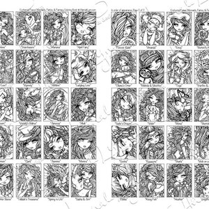 Enchanted Faces Printable Coloring Book Enchanted Faces All Ages Fantasy Mermaid Fairy Easy Simple Line Art Large Print by Hannah Lynn image 3