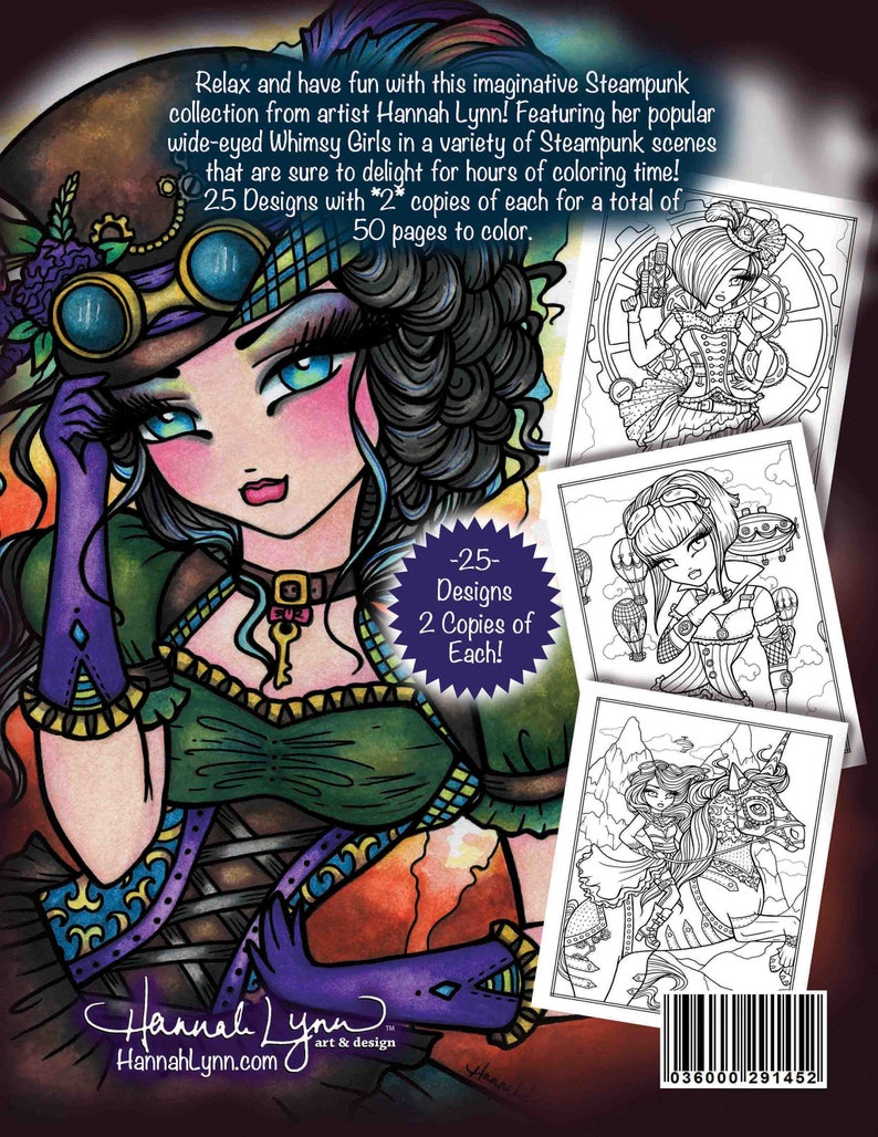 PDF DIGITAL Steampunk Darlings Coloring Book Hannah Lynn Printable Coloring Pages image 2