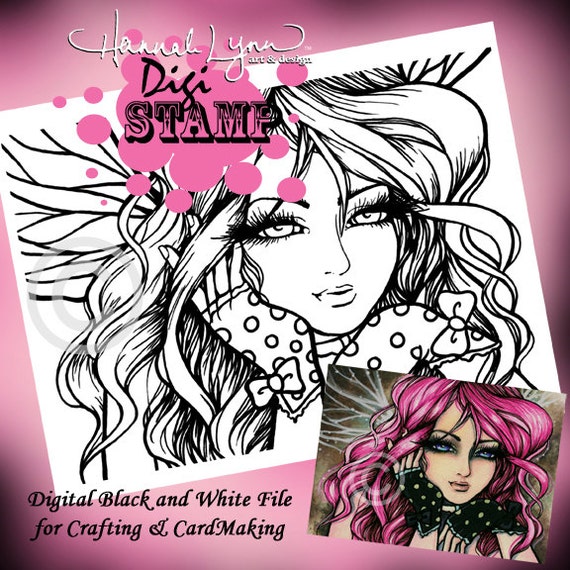 printable steampunk fairy fantasy art digi stamp coloring page fantasy art  hannah lynn