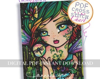 Willow CROSS STITCH PDF Chart Download Printable Pattern Whimsy Girls Art Hannah Lynn