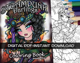 PDF DIGITAL Steampunk Darlings Coloring Book Hannah Lynn Printable Coloring Pages