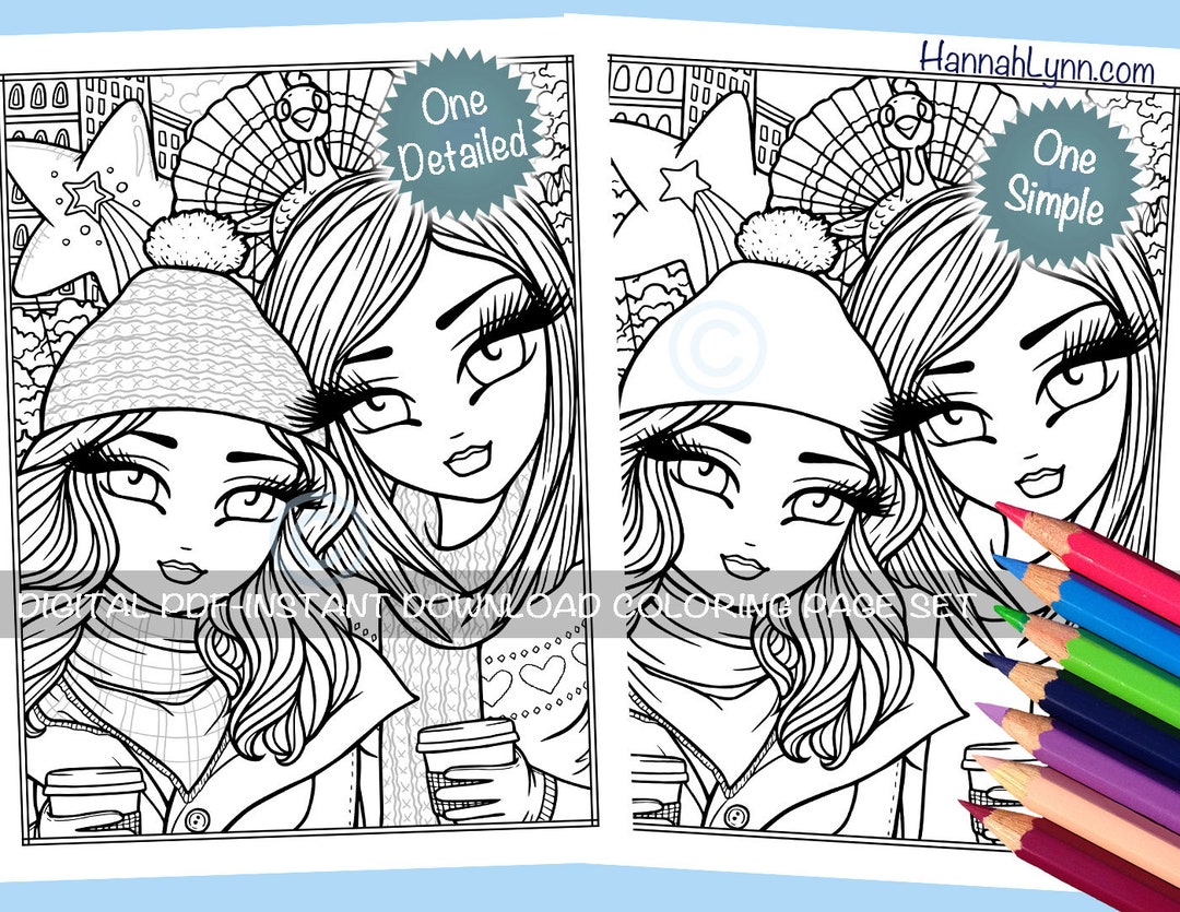 Thanksgiving Day Parade Coloring Page Mother Daughter Sisters Fall