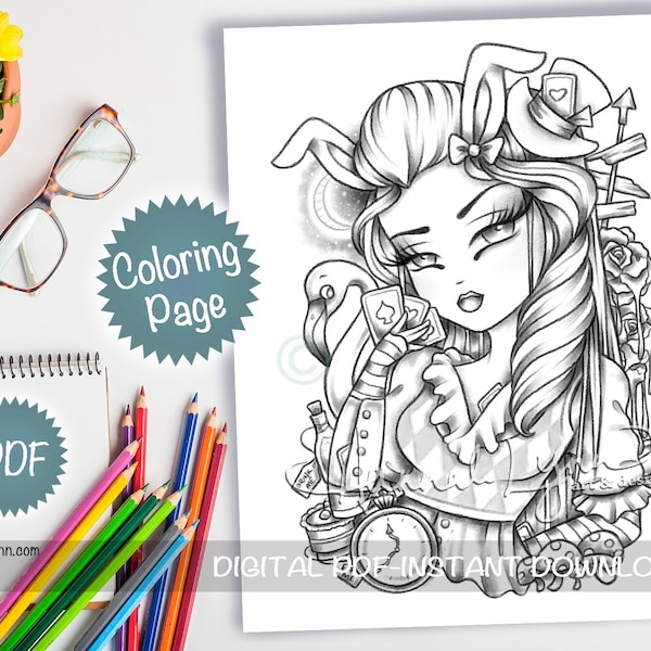Hannah Lynn Alice in Wonderland Coloring Pages - Etsy