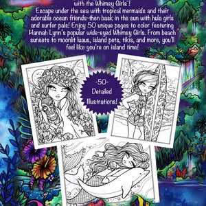 PDF DIGITAL Printable Coloring Book Maui Mermaids & Island Whimsy Girls All Ages Fantasy Fairy Art by Hannah Lynn image 2