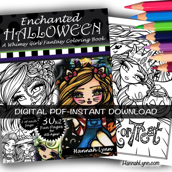 PDF DIGITAL Printable Coloring Book Enchanted Halloween Whimsy