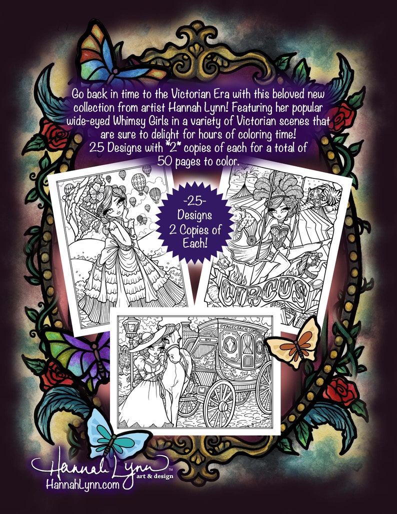 PDF DIGITAL Victorian Darlings Coloring Book Hannah Lynn Printable Coloring Pages image 2