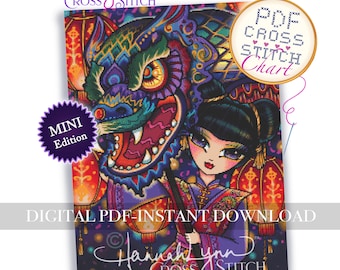 Mini Chinese New Year CROSS STITCH PDF Chart Download Printable Pattern Whimsy Girls Art Hannah Lynn