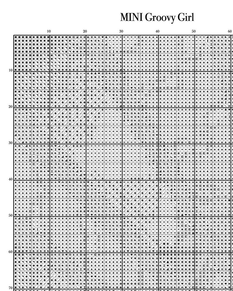 Mini Groovy Girl CROSS STITCH PDF Chart Download Printable Pattern Whimsy Girls Art Hannah Lynn image 3