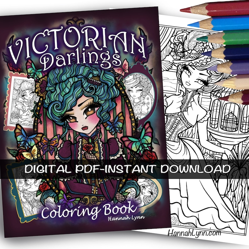 PDF DIGITAL Victorian Darlings Coloring Book Hannah Lynn Printable Coloring Pages 