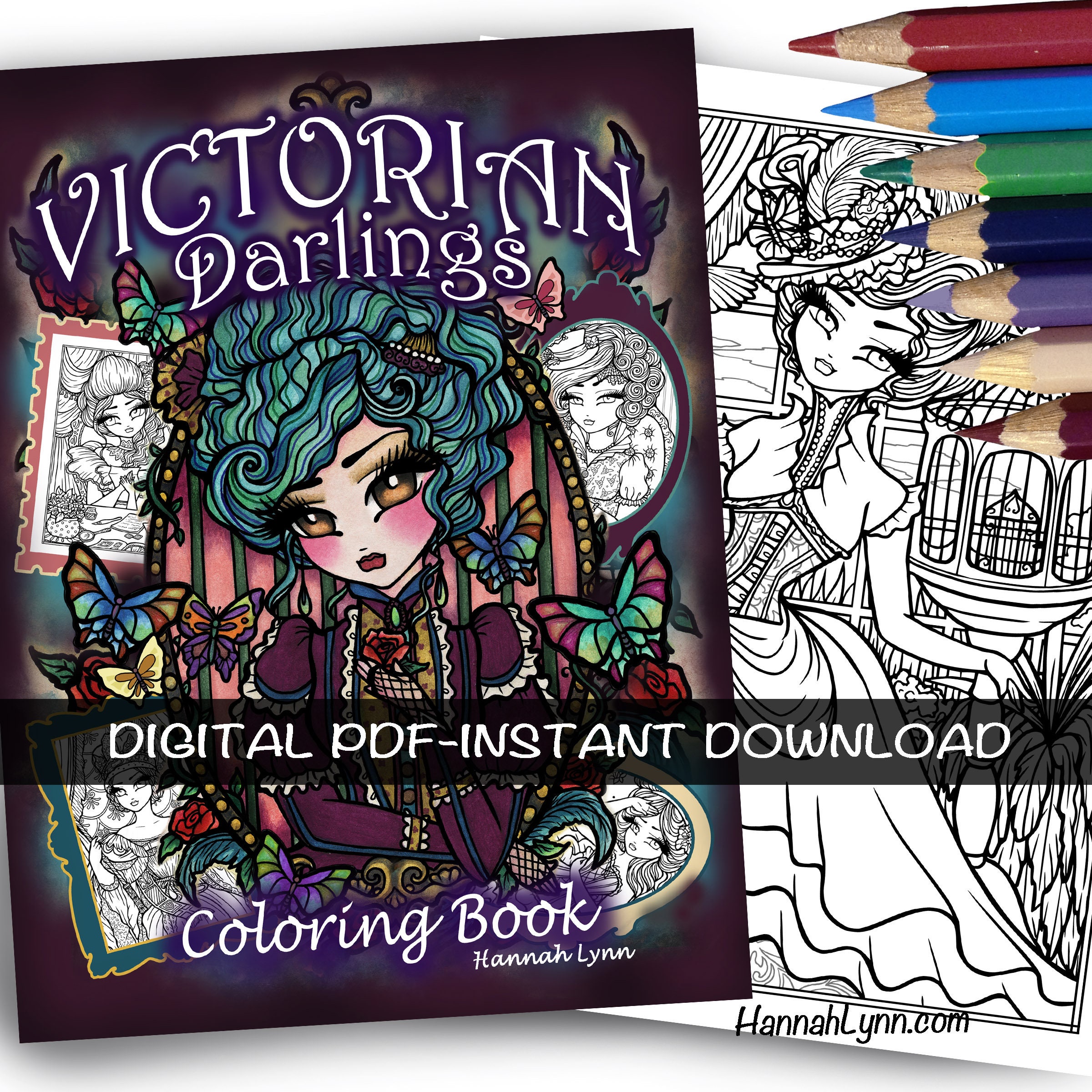 PDF DIGITAL Victorian Darlings Coloring Book Hannah Lynn