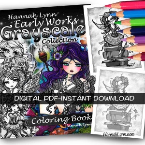 PDF DIGITAL Early Works GRAYSCALE Coloring Book Hannah Lynn Printable Coloring Pages Download