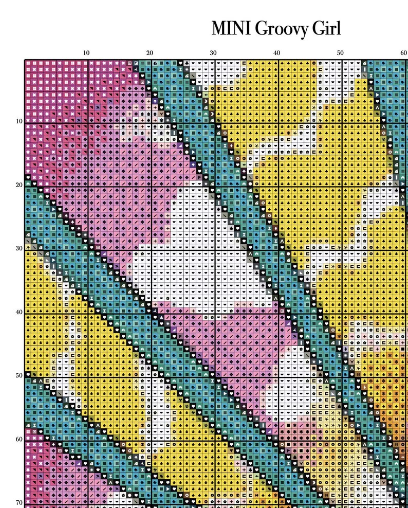 Mini Groovy Girl CROSS STITCH PDF Chart Download Printable Pattern Whimsy Girls Art Hannah Lynn image 2