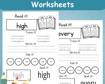 100 Printable Sight Words Worksheets | Kindergarten-1st Grade Sight Words Worksheets | Handwriting and Spelling Activity | PreK Worksheets