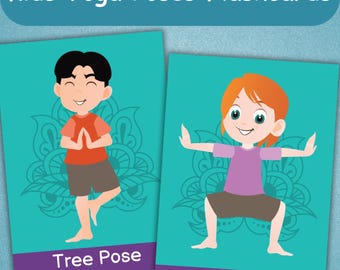Kids Yoga Flashcards Printable | Toddler Yoga Poses, Montessori Movement Activity, Home school Yoga Cards, Yoga for Kids Education Material