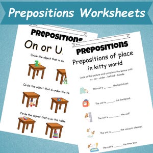 13 Preposition Worksheet For Kids | Montessori Grammar Worksheet | Toddler Speech Therapy | Parts Of Speech | Preschool Worksheet Busy Book
