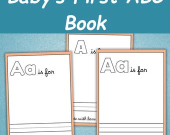 Blank Alphabet Book | Baby's First ABC Book | ABC Baby Shower Coloring Book | Baby Shower Activities | Baby Shower Game | Printable Alphabet