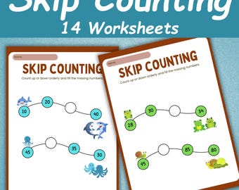 Skip Counting Worksheets For Kids | Homeschool Counting Practice | Printable Multiplication Worksheets | Skip Count by 2s 3s 5s & 10s