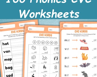 CVC Words Worksheets | Phonics Words Family Worksheets | Kindergarten Reading Practice | Preschool Learning Activity | Homeschool Resource |