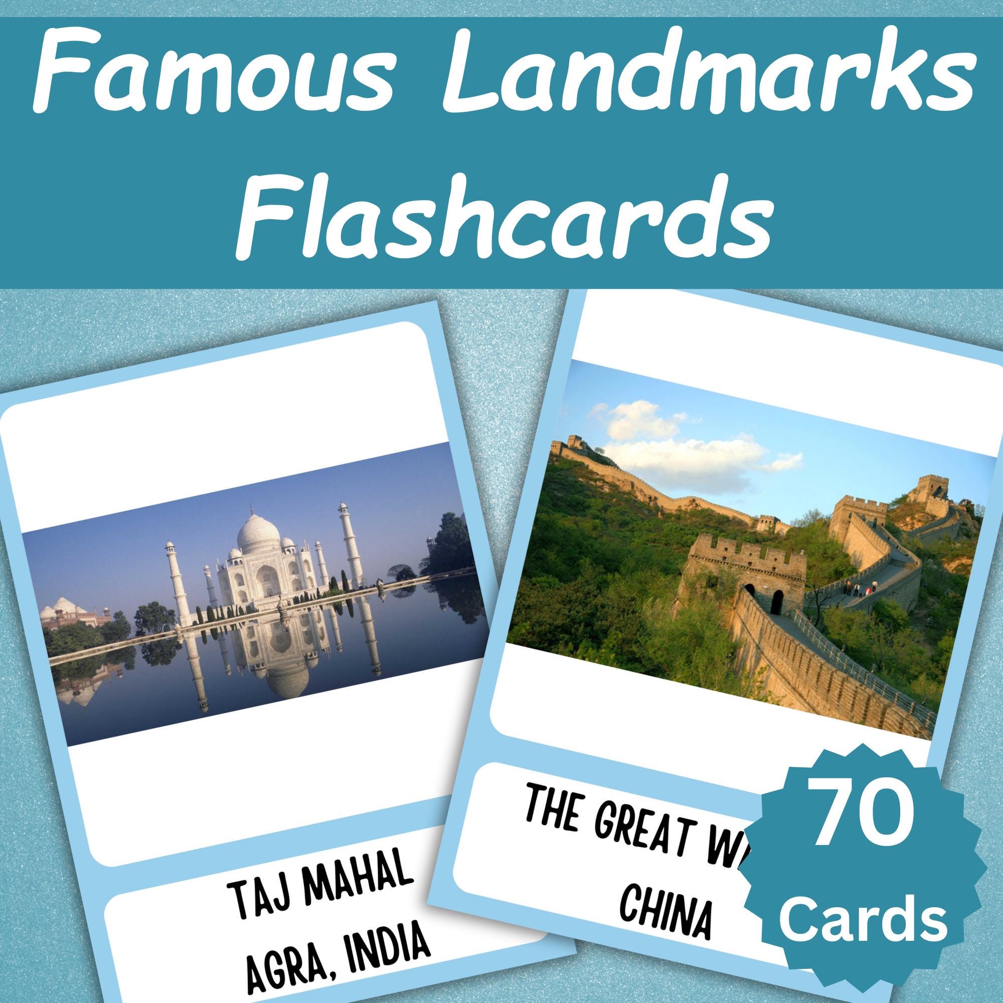 70 World Landmarks Flashcards – Montessori Printable Geography Cards ...