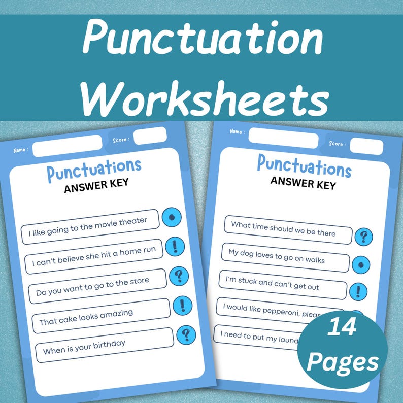 14 Punctuation Worksheets | Punctuation Practice Worksheets | Printable ...