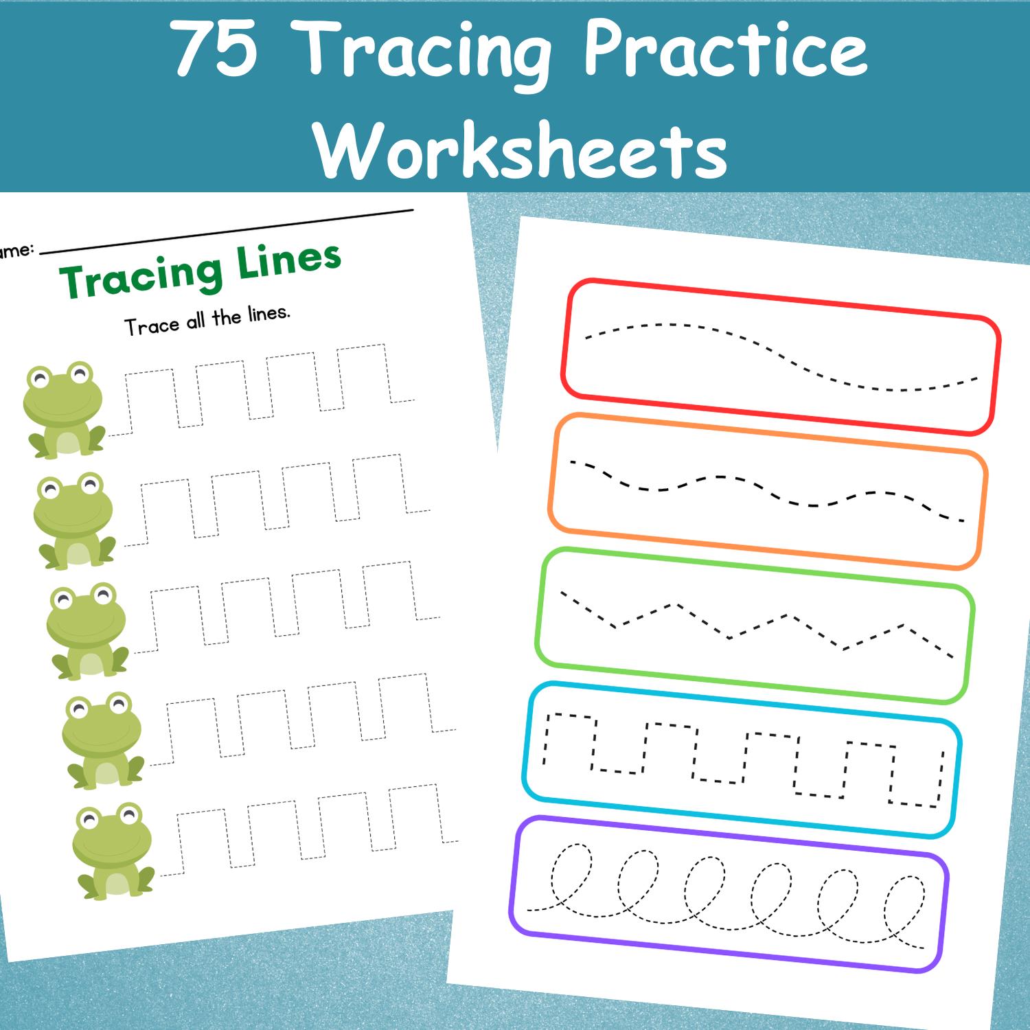 75 Kids Tracing Worksheet | Preschool Tracing Practice Busy Book ...
