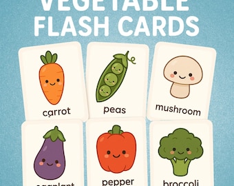 25 Vegetable Flashcards for Kids | Printable Vegetables Cards | Preschool Toddler Activity | Homeschool Montessori Materials | Easy Learning
