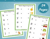 24 Beginning Sounds Worksheets For Kids | Letter Sounds Busy Book | Alphabet Phonics Worksheets | Preschool Beginning Sounds Kids Activity |