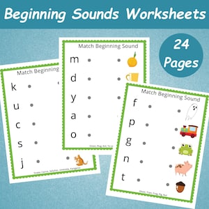 24 Beginning Sounds Worksheets For Kids | Letter Sounds Busy Book | Alphabet Phonics Worksheets | Preschool Beginning Sounds Kids Activity |