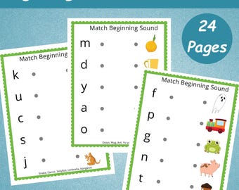 24 Beginning Sounds Worksheets For Kids | Letter Sounds Busy Book | Alphabet Phonics Worksheets | Preschool Beginning Sounds Kids Activity |