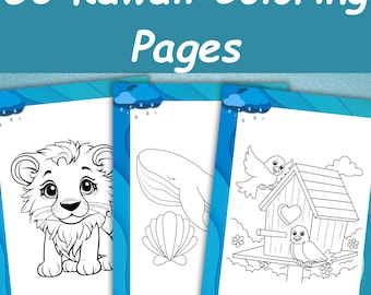 Cute Coloring Book For Kids | 50 Kawaii Coloring Pages | Easy Coloring Worksheets | Toddler Coloring | Quiet Time Activity | Home Schooling