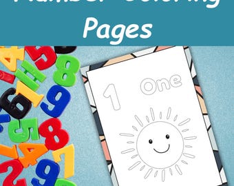 Kids Number Coloring Pages | Homeschool Number Worksheets | Preschool Numbers Activity | Printable Coloring Book | Toddler Coloring Sheets |