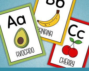 26 Alphabet Flashcards | Kids ABC Flashcards | Printable ABC Cards | Preschool Alphabet Activities | Toddler Montessori Cards | Learn ABC |