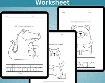 Alphabet Tracing Worksheets: ABC Letter Tracing, Animal Coloring Pages