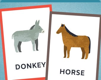 16 Farm Animals Flash Cards | Animal Learning Cards | Farm Animals Cards for Kids | Toddler Flash Cards | Preschool Educational Resource |