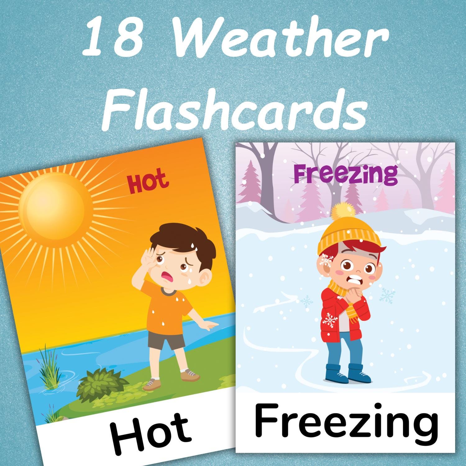 18 Weather Flashcards for Kids | Weather Cards Printable | Toddler ...