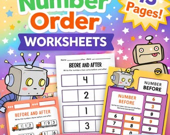 Number Order Worksheets | Preschool Before and After Math Activity (PDF Download)