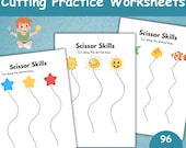 Scissor Skills | Cutting Practice | Preschool Scissor Practice Activity | Toddler Worksheets | Kids Cutting Worksheets | Learning Activity |