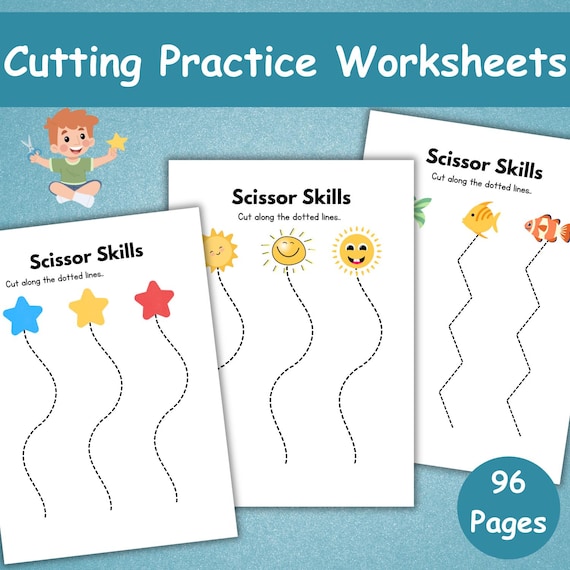 Scissor Skills | Cutting Practice | Preschool Scissor Practice Activity | Toddler Worksheets | Kids Cutting Worksheets | Learning Activity |