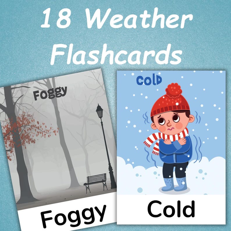 18 Weather Flashcards for Kids | Weather Cards Printable | Toddler ...