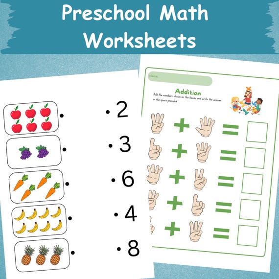 75 Preschool Math Worksheets | Math Practice Sheets | Homeschool Learning Printable | Kindergarten Math | Number Worksheets | Beginning Math
