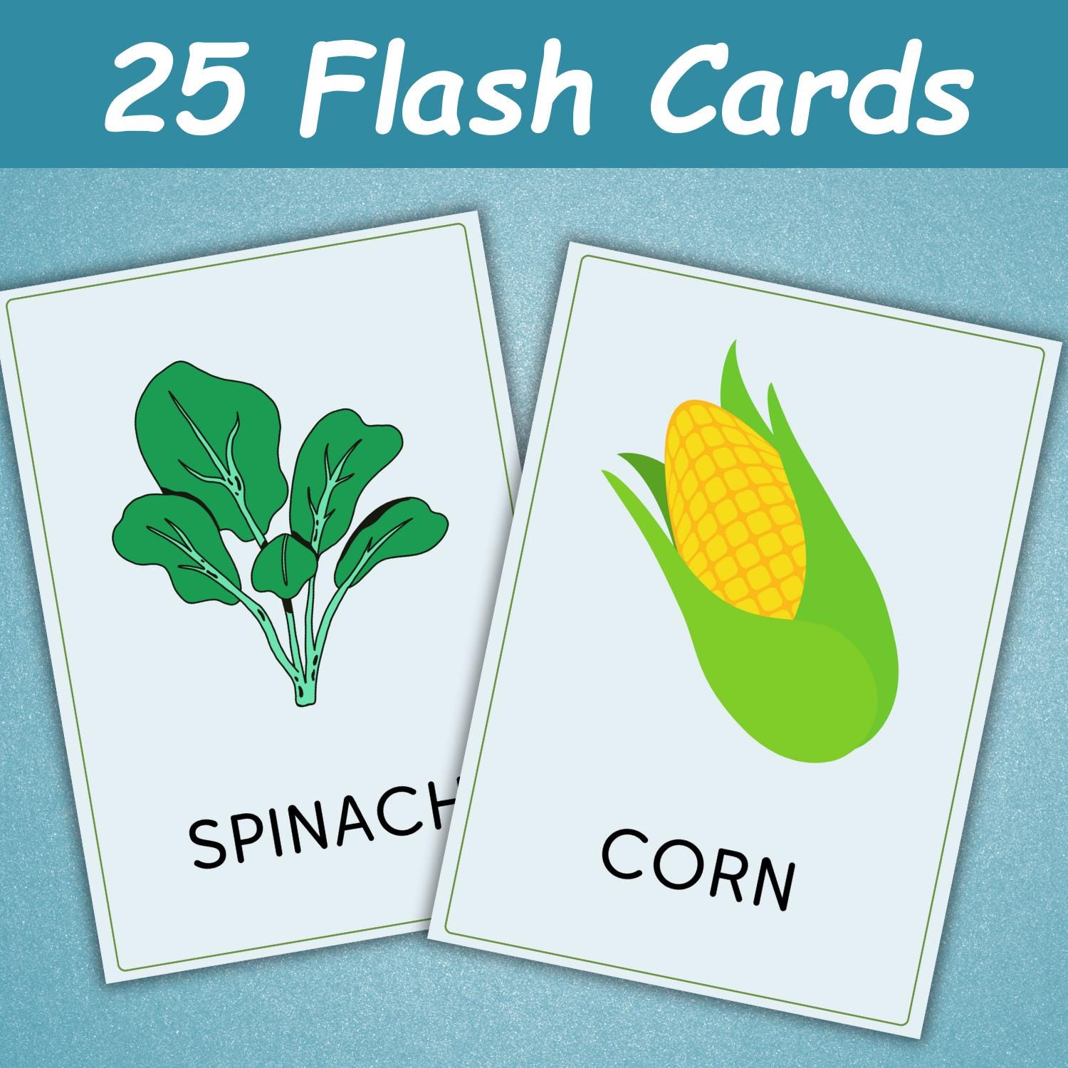 25 Vegetable Flashcards for Kids | Printable Vegetables Cards ...