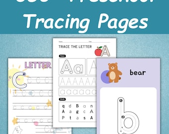 350+ Preschool Tracing Worksheets For Kids | Toddler Tracing Pages Bundle | Handwriting Practice Kindergarten Prints | Montessori Busy Book