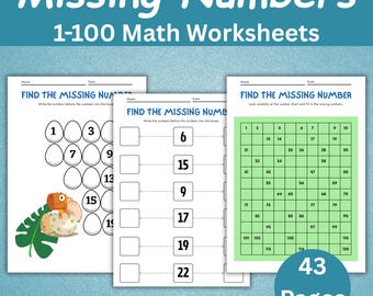 Missing Numbers 1-100 | Kindergarten Math Worksheets | 1st Grade Preschool Numbers Worksheet | Learning Numbers | Fill in the Blank Activity