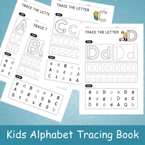 Alphabet Tracing Worksheets - Preschool ABC Tracing Alphabet Book - Kids Letter Tracing - Alphabet Activity Worksheets - Tracing Printables