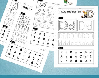 Alphabet Tracing Worksheets - Preschool ABC Tracing Alphabet Book - Kids Letter Tracing - Alphabet Activity Worksheets - Tracing Printables