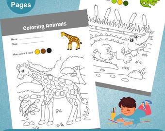 Animal Coloring Pages For Kids | Toddler Coloring Sheet | Easy Coloring Activity | Fun Animal Coloring Book | Educational Printable Coloring