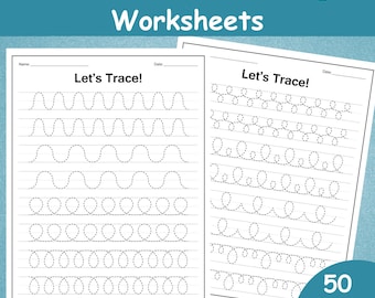 50 werkbladen voor lijntracering voor kleuters | Handschriftoefeningen voor peuters | Thuisonderwijs druk boek | Pre-K-traceeroefening kleuterschool