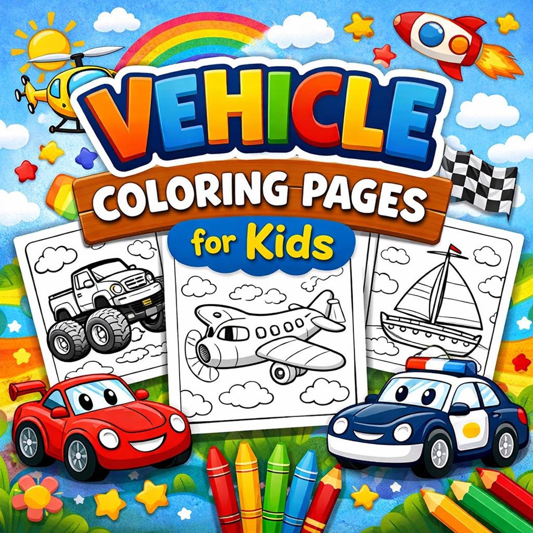 32 Transportation Coloring Pages | Kids Vehicles Coloring Book | Boys ...