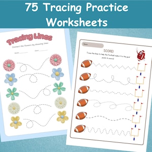75 Kids Tracing Worksheet | Preschool Tracing Practice Busy Book | Handwriting Practice Preschool Worksheets | Line Practice | Shape Tracing
