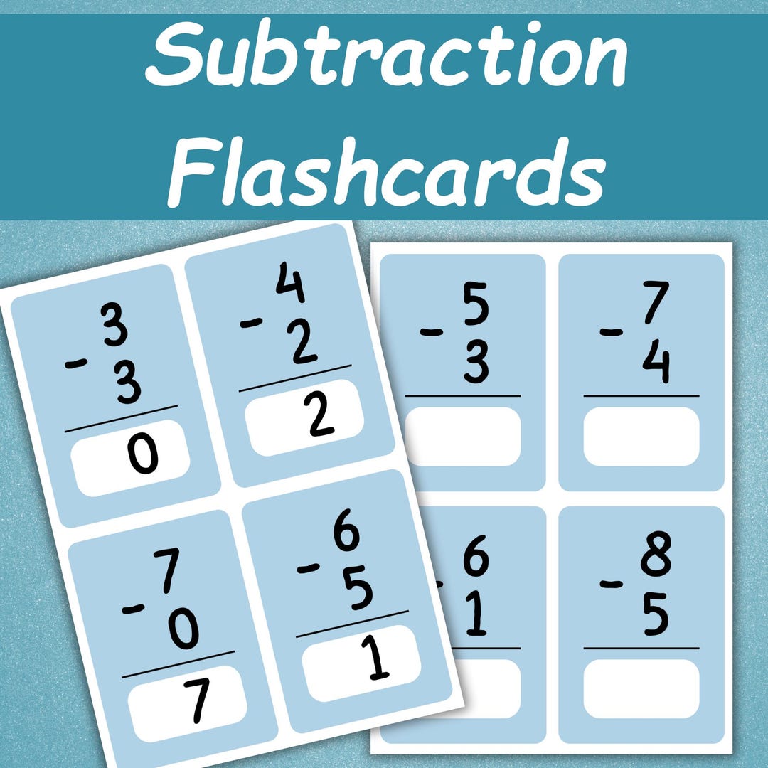 Subtraction Flashcards for Kids | Toddler Maths Flashcards ...